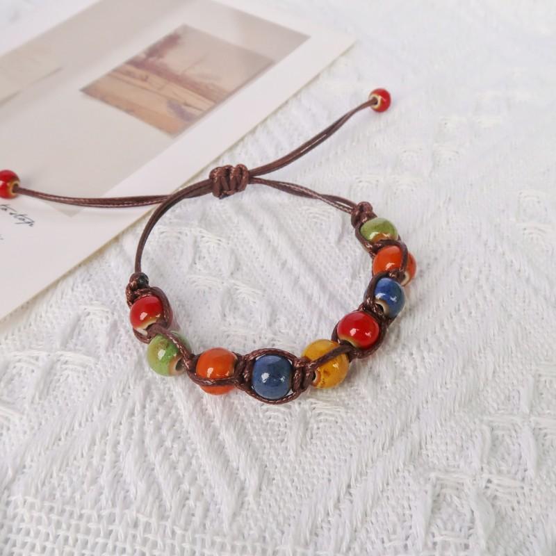 Ethnisch Stil Keramik Verstellbares Armband Für Frauen Mädchen Mode Bunt Perlen Sommer Charme Armband Schmuck Zubehör