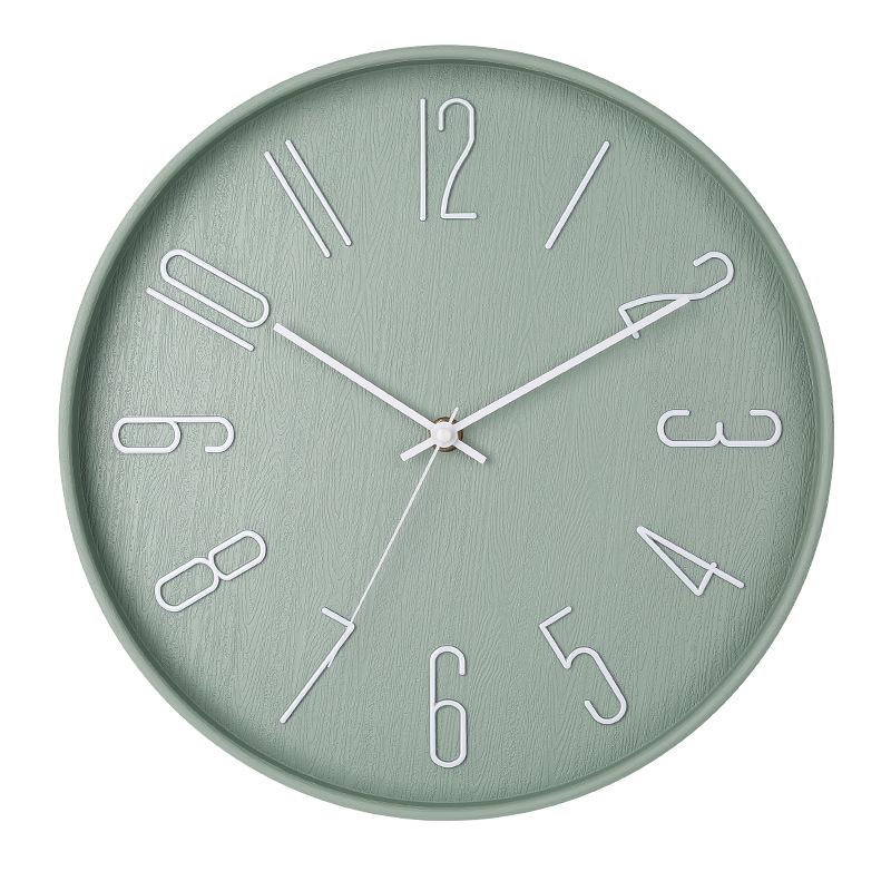 Custom Silent Wood Grain Quartz Wall Clock for Living Room