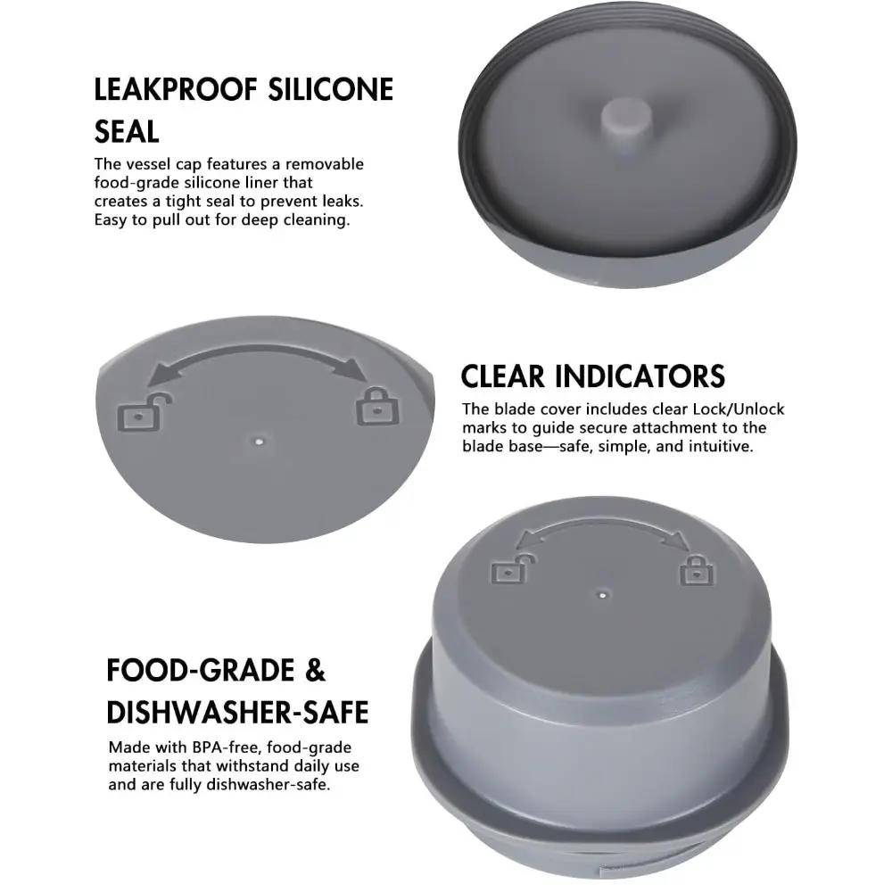 Portable Replacement Parts Leakproof Food Grade Blade Cover Dishwasher Safe Durable Vessel Cap for Ninja Blast Container