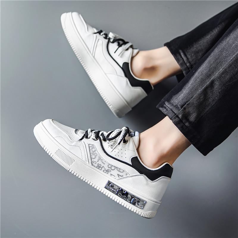 Men's Shoes Breathable Sports Leisure Shoes Teenagers' Versatile Trendy Increased Thick-soled White Shoes