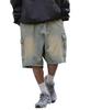 WEGO Easy Denim Cargo Denim Vintage Size Lightly Denim Finish Men's Shorts, Shorts, Pants, Spring/Summer Clothing, Streetwear, Casual, Clothing, Gift,