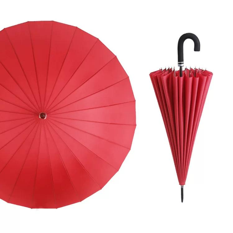 24 Bone Straight Handle Big Umbrella Water Blossom Umbrella Large Female Umbrella for Two Persons Long Handle Straight Umbrella Male Strong Rain