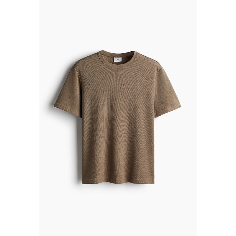 

HM Men s and Women s T-shirt Autumn Heavy Weight Minimalist Casual round Neck Straight-leg Short Sleeve Tops 1258851 Brown 165/84