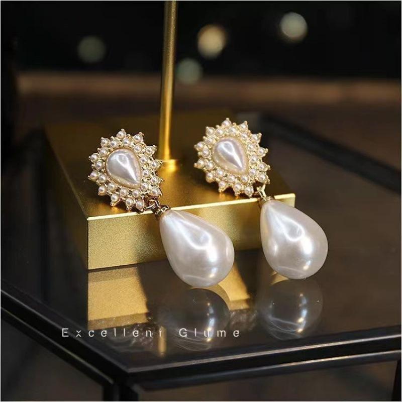 JMXD Vintage French Teardrop Baroque Pearl Earrings Irregular Palace Style Bridal Dangle Wedding Jewelry Elegant Statement Fashion