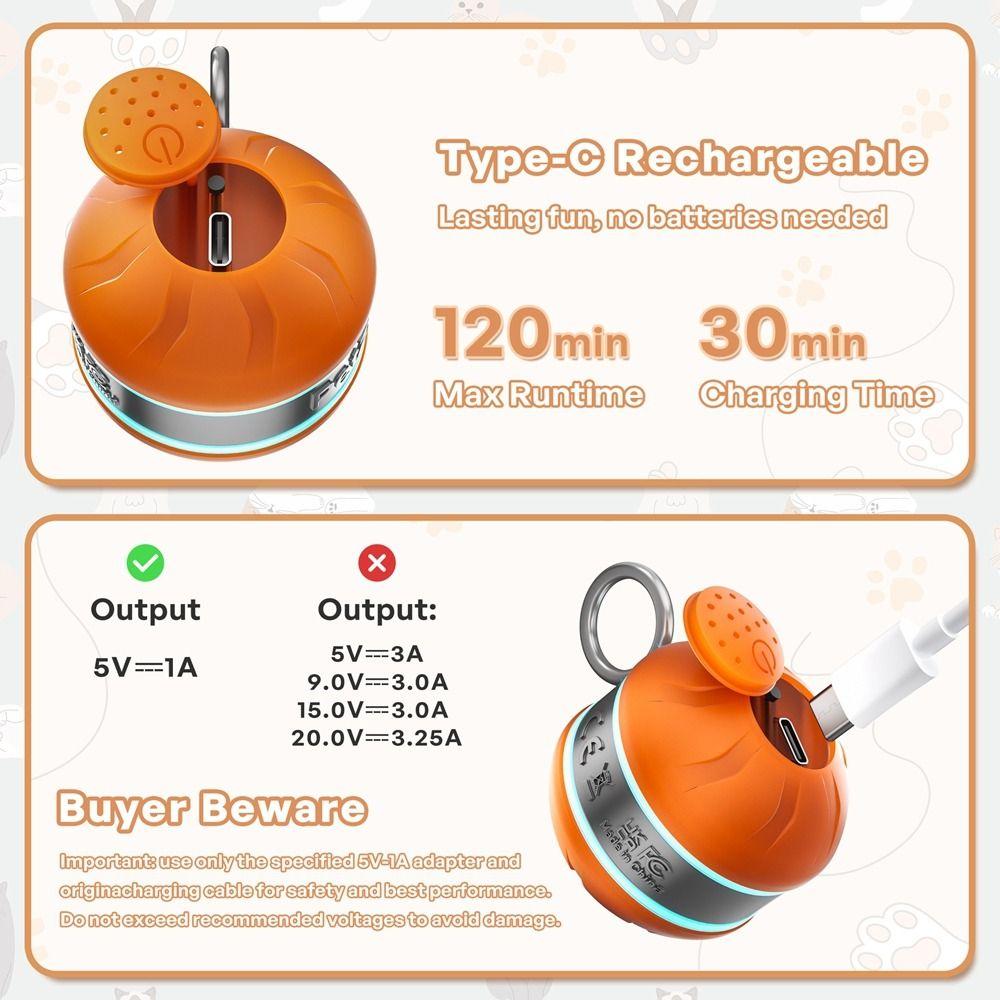 Bite Resistant Cat Interactive Ball Rotating Smart Kitten Chewing Toy for Dogs/Cats