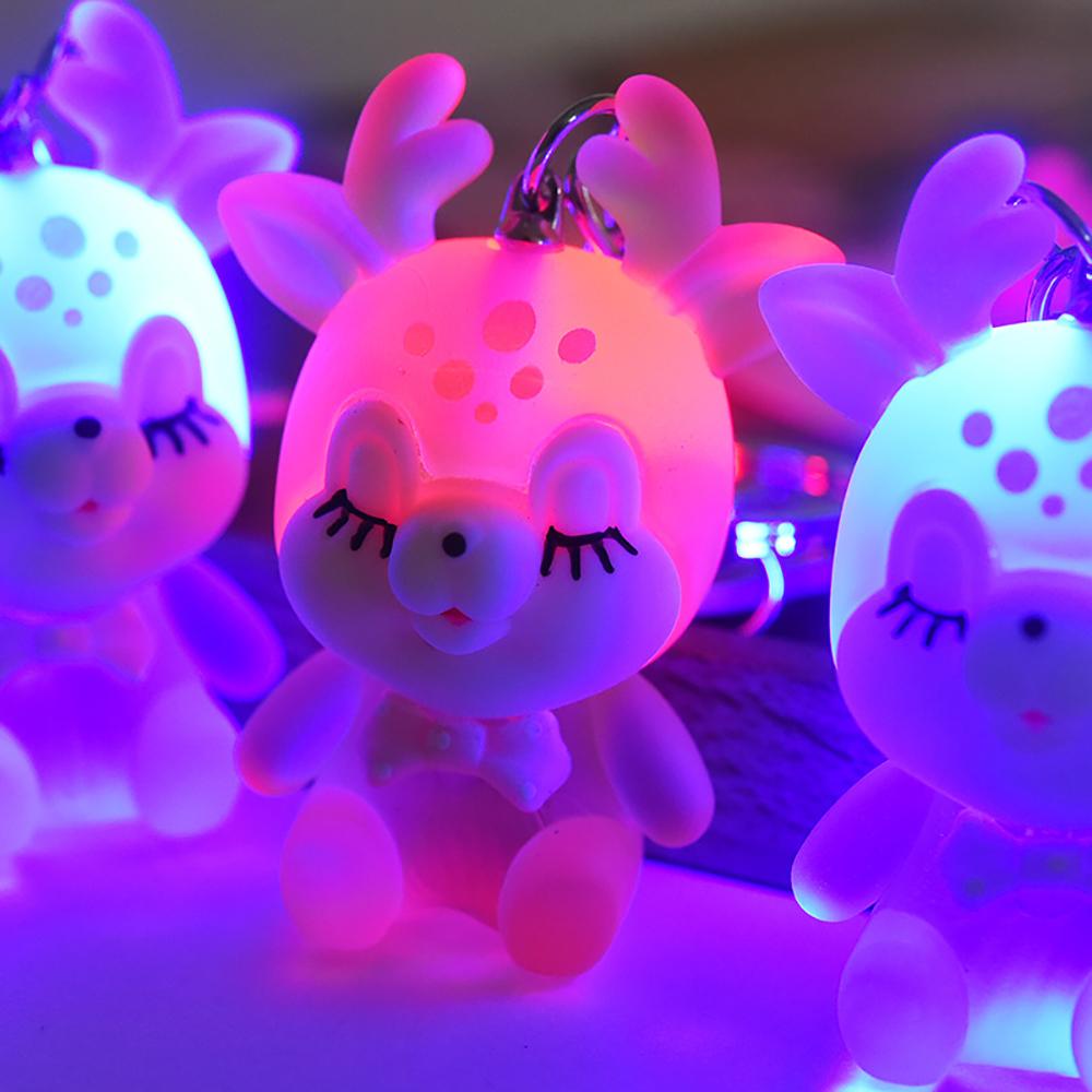 Cute Bag Pendant Deer Acrylic Elk Keychain Flashlight Keychain Key Lanyard Car Keyring