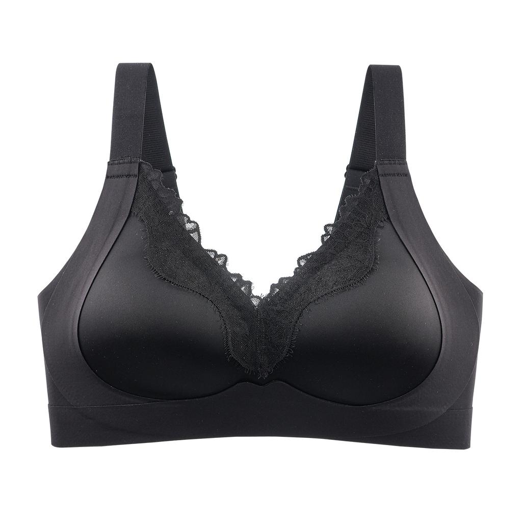 Big-breasted Underwear, Women's Upper Support, Pull Together, Comfortable Fixed Cup, Seamless Back, Double Breasts, Lace Bra Cover