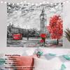 Black and White England Landmark Picnic Mat Hippie Trippy Tapestry Wall Art Meditation Decor for Bedroom Living Room Dorm, Red