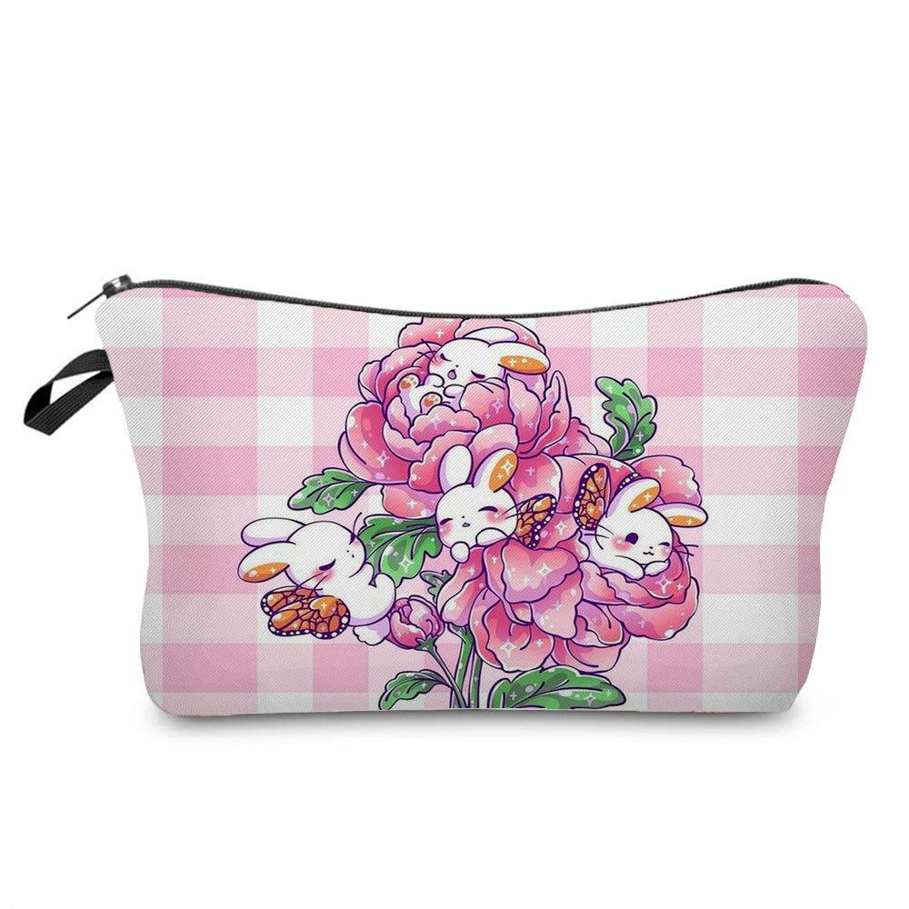 Women Rabbit Print Cosmetic Bag Toiletries Organize Travel Storage Case  6412 KTB