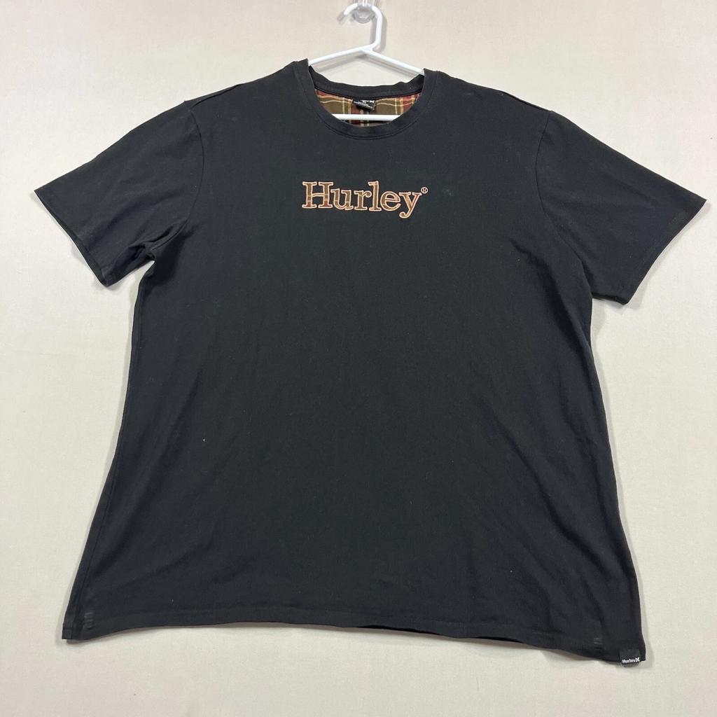 Hurley Cotton Black Spell Out Crew Neck Casual Short Sleeve Tee T Shirt Mens XL