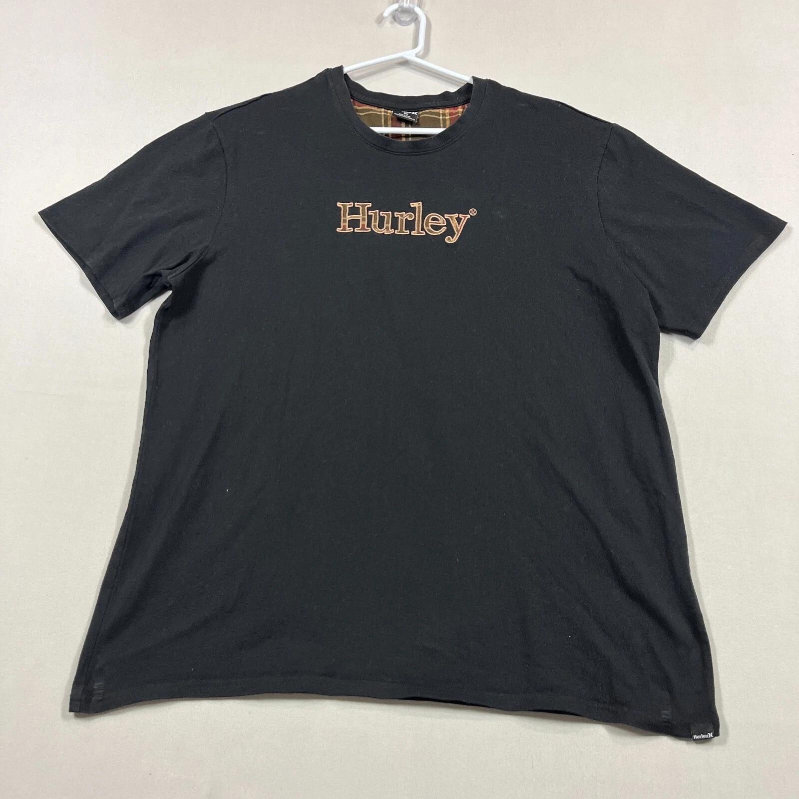 Hurley Cotton Black Spell Out Crew Neck Casual Short Sleeve Tee T Shirt Mens XL 3XL