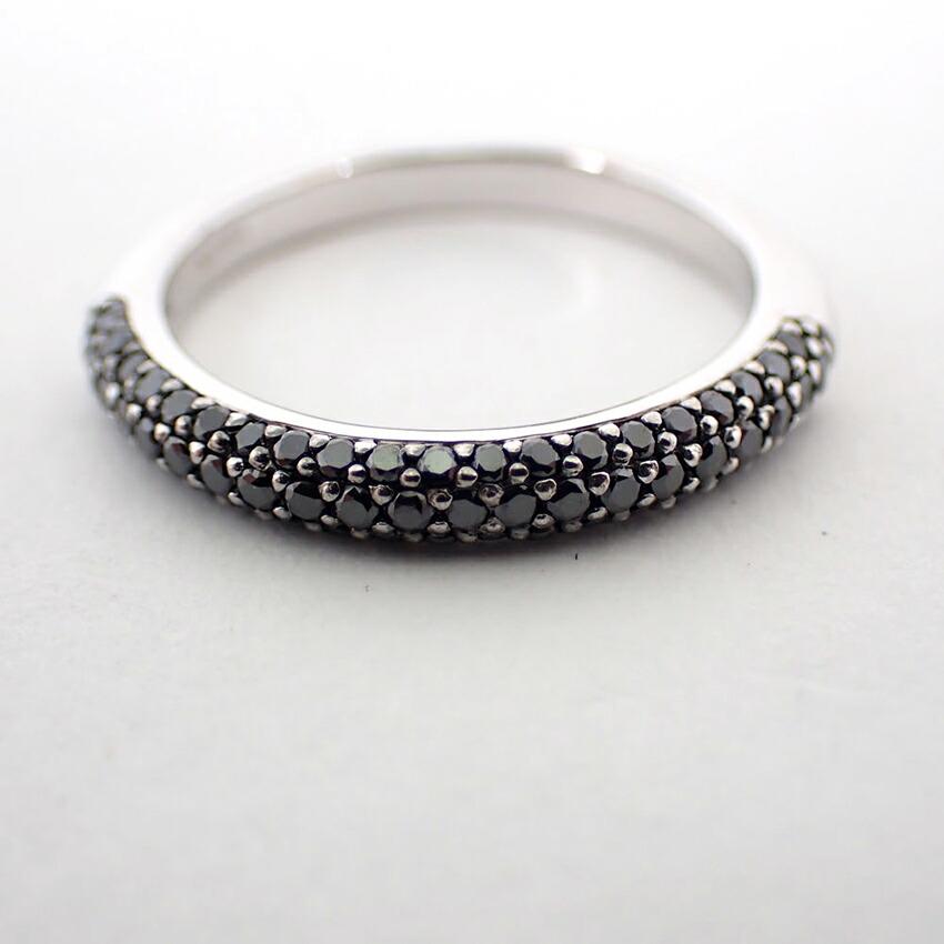 [Pre-owned] K18WG Black Diamond Ring / Size 11 / j66-4