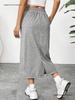 European-American Casual Elastic Waist Slit Skirt