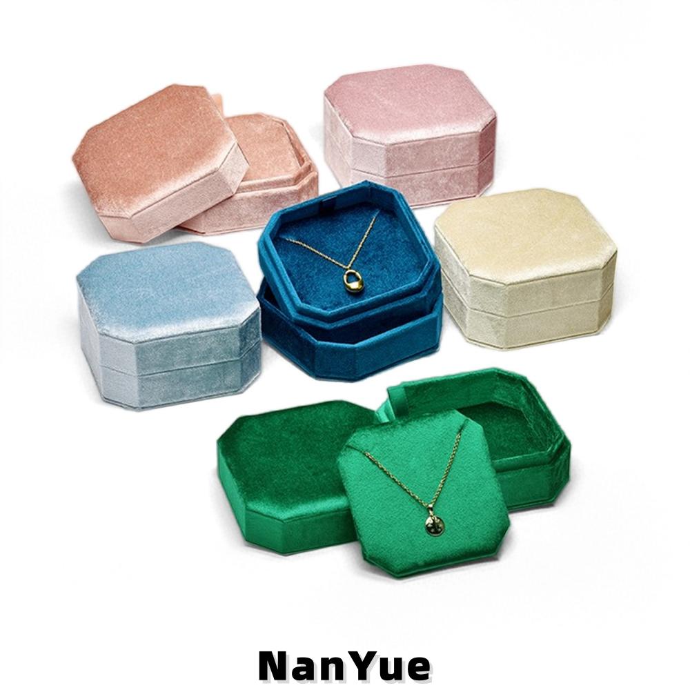 New Octagonal Luxury Velvet Necklace Box High End Pendant Box Wedding Jewelry Gift Packaging Jewelry Box Custom Logo