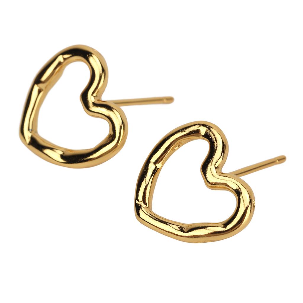 Ear Studs Hollow Heart Shape Exquisite Fashionable Versatile Stud Earrings for Daily Dating Work