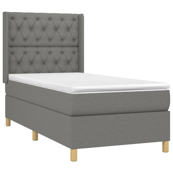 Exclusive House - Slatted Bed Base with Mattress Dark Grey 80x200 Cm Fabric
