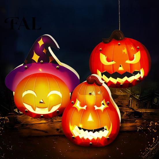 Kreatywne Prezenty Świąteczne dla Uczniów Zestaw do Tworzenia Latarni Halloweenowych dla Dzieci, Ręcznie Robione Papierowe Dynie Duchy Zestawy Pamiątkowe z LED