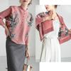 Folded Three-quarter Sleeves Single-breasted Printed Shirt Women 2022 Summer New Fashion Temperament Loose All-match Blouse