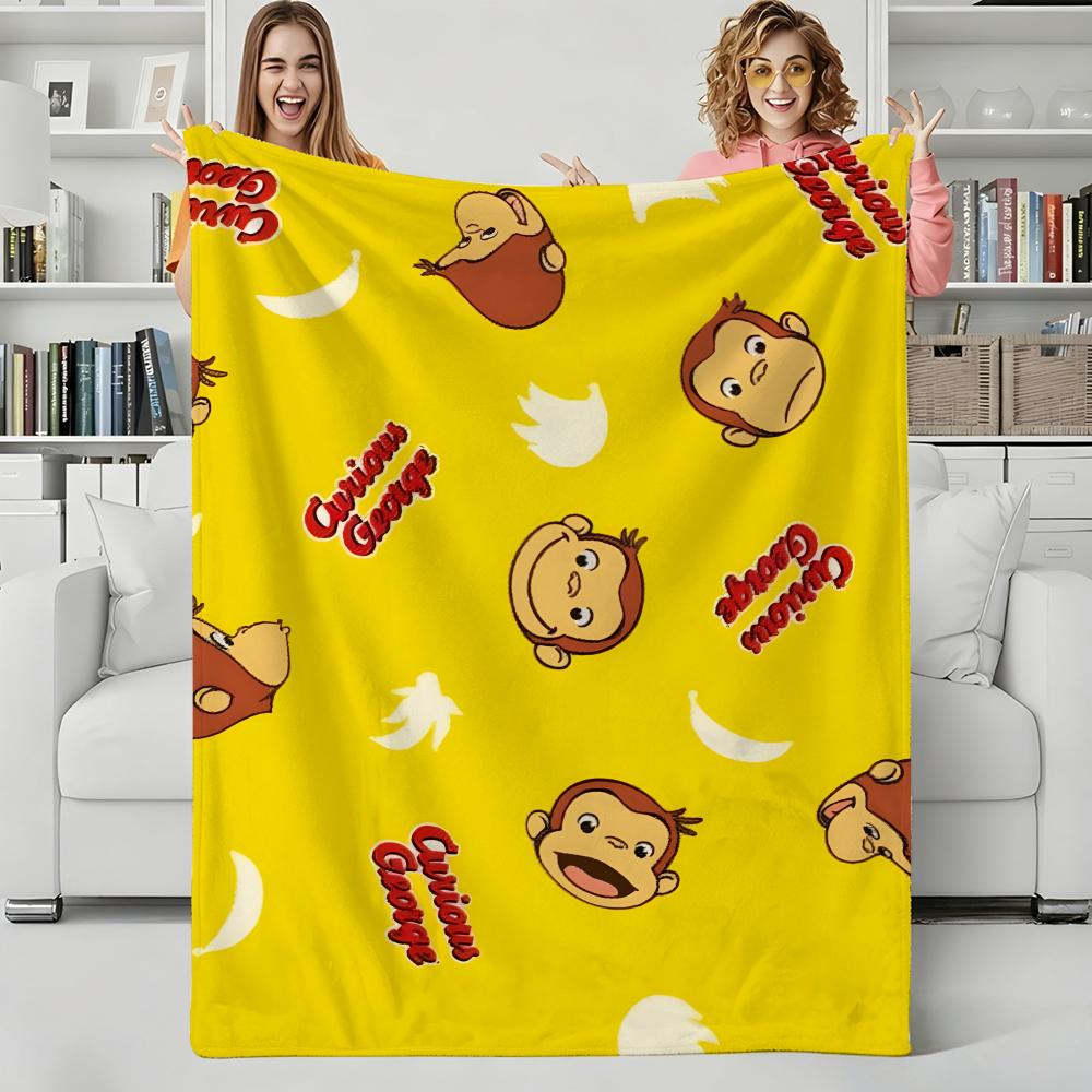 Cartoon C-Curious George Throw Flannel Blanket Perfect for Sofa Office Bed Travel Sleep Read Relax Camping four season use