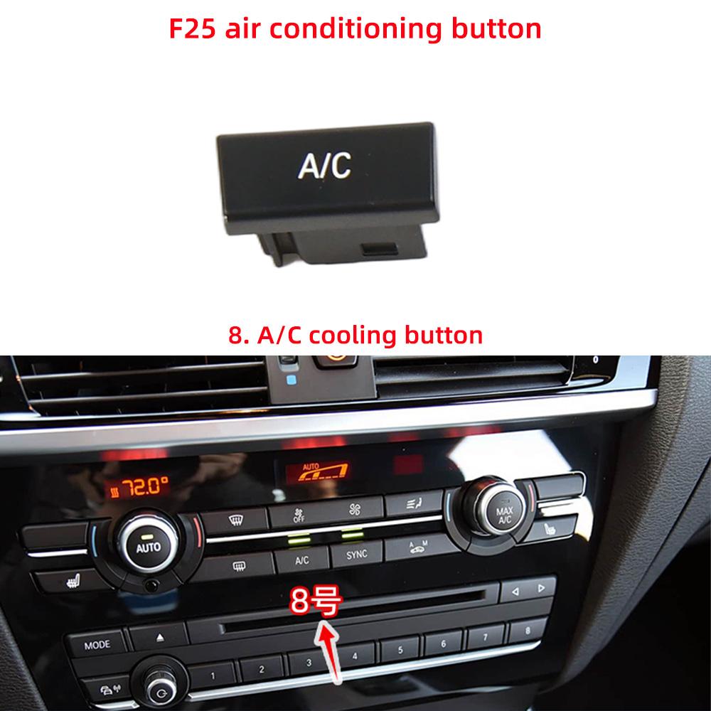 Car Air Conditioning AC Button Venlitation Key Cap Repair Kit Replacement For BMW X3 X4 Series F25 F26 2011-2017 64116825513