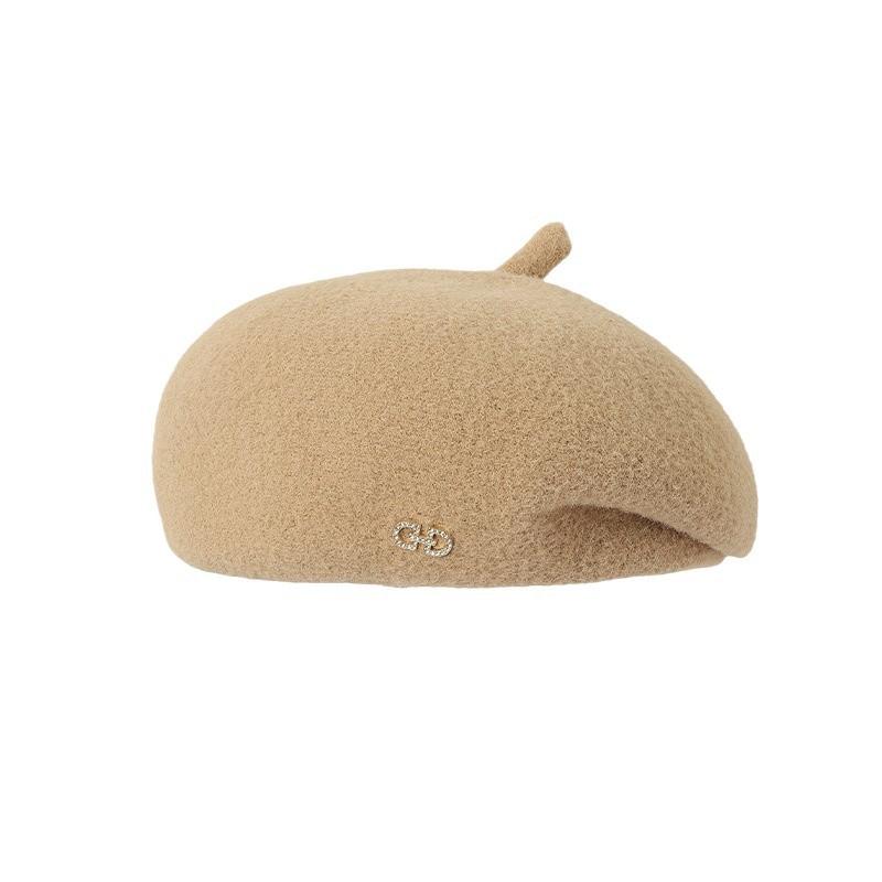 Hat Women's woolen beret Autumn and winter retro literary painter hat Versatile face small warm bud hat
