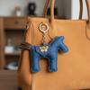 Cute Cloth Pony Pendant Pu Leather Horse Year Key Ring Cartoon Plush Horse Keychain  Hanging