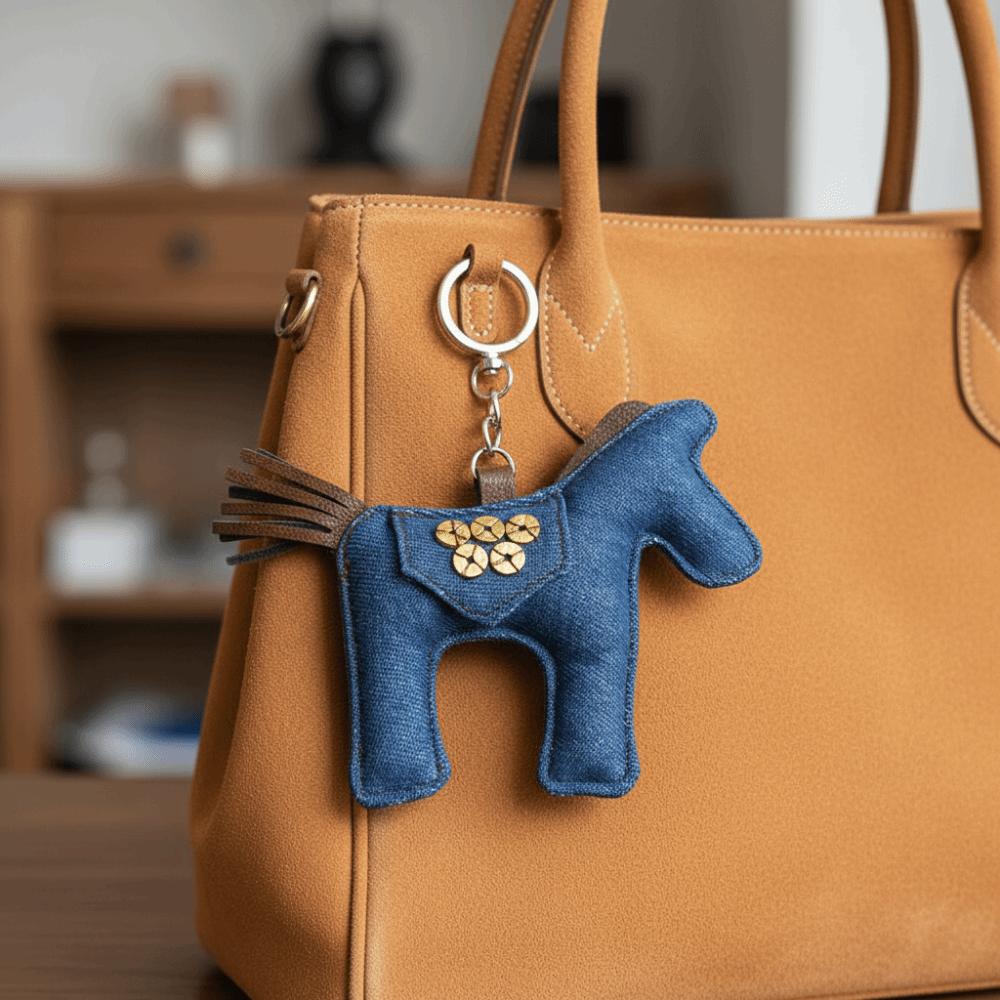 Cute Cloth Pony Pendant Pu Leather Horse Year Key Ring Cartoon Plush Horse Keychain  Hanging