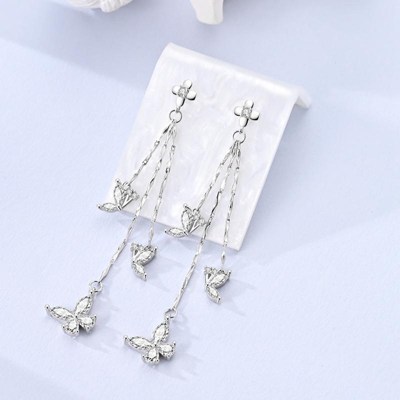 Original 925 Silver Hoop Earrings Butterfly Geometric Star Earrings Stud For Woman Female Girl Fashion Jewelry Girls