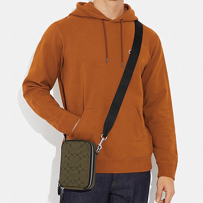 New COACH Stanton Fabric With Cow Leather Shoulder Bag, Crossbody Bag Men's Army Green CH097-SVVFE