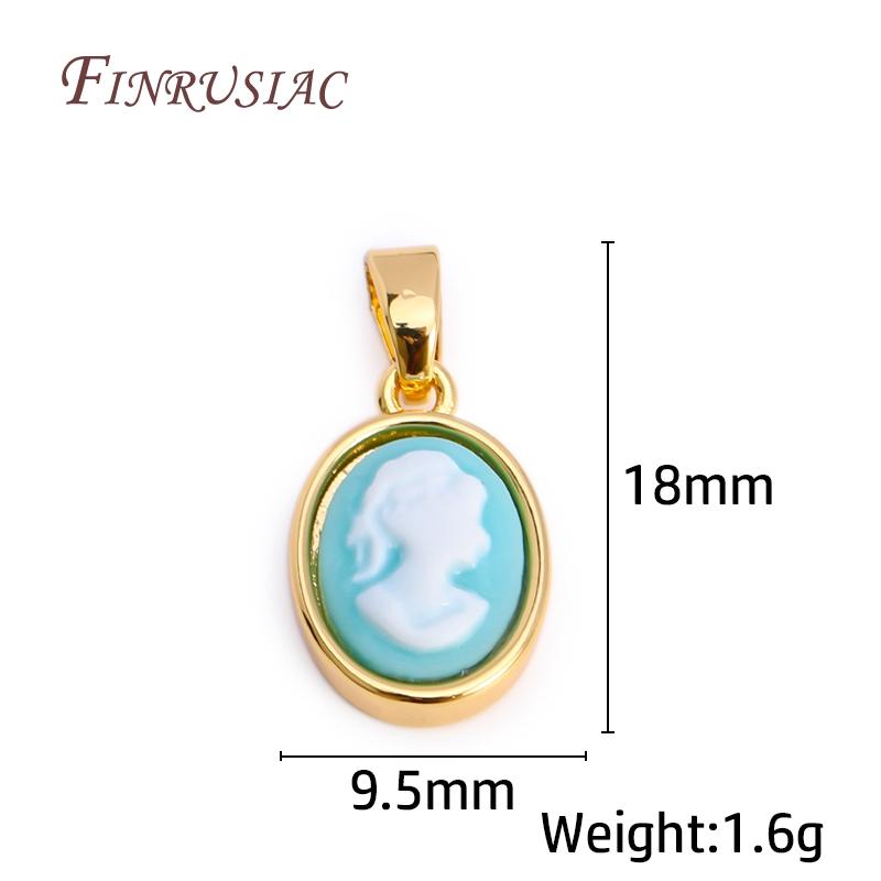 18K Real Gold Plated Lady Cameo Pendants DIY Necklace Making Accessories,Classic Oval Connector Pendant Findings Wholesale