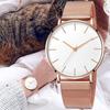 Einfache Damenuhren Edelstahl-Gewebe Roségold Damen-Quarz-Armbanduhr Lässige Damenuhr Geschenk Reloj