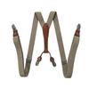 Unisex 2.5cm Elastic Leather Suspenders with 4 Clips