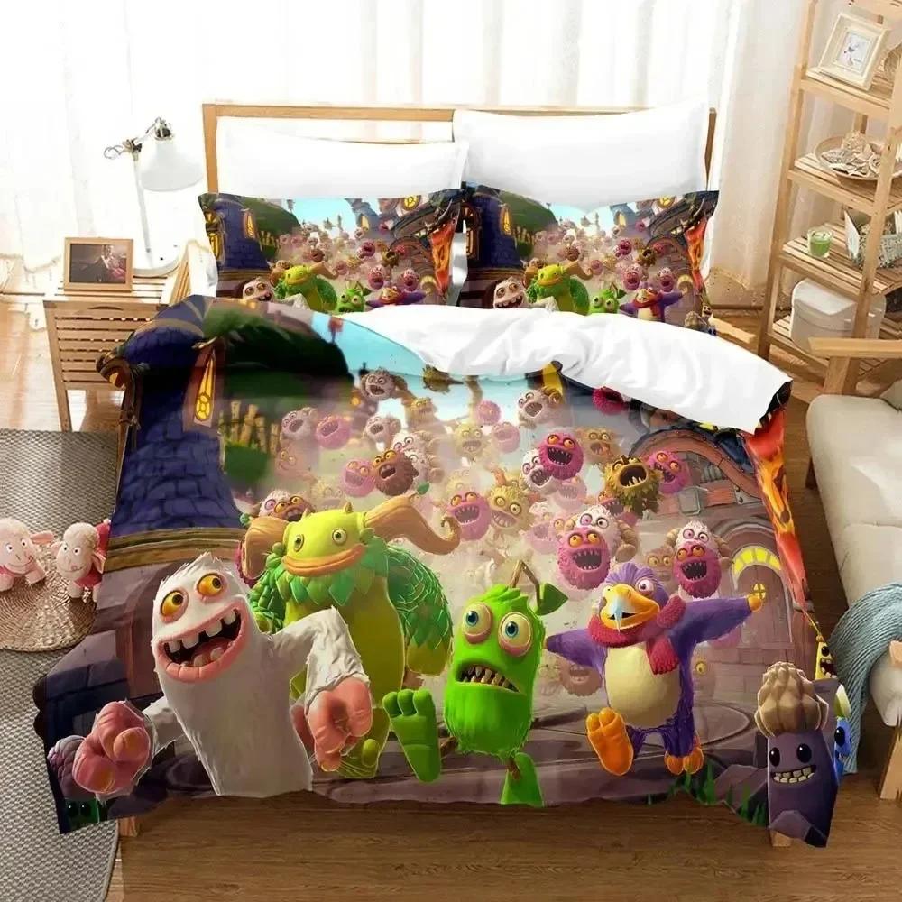 Luxuriöses Neues 3D-Druck Spiel My Singing Monsters Bettwäsche-Set Bettbezug Bettset Steppdeckenbezug Kissenbezug Größe Jungen Erwachsene Bettwäsche-Set