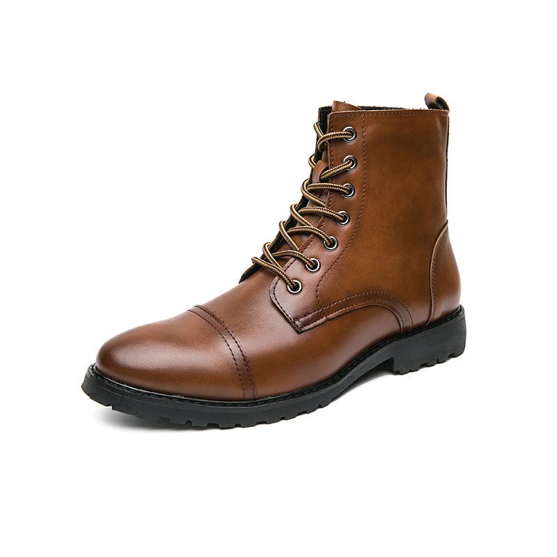 

Large size high-top leather boots triple joint formal men s boots men s boots 46 pointed Chelsea leathershoes 46 коричневий
