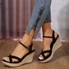 Fashion Women Sandals Rubber Sole Buckle Elegant Sandals Non-slip Peep Toe Platform Shoes Summer Casual Fashion Wedge Shoes for Women