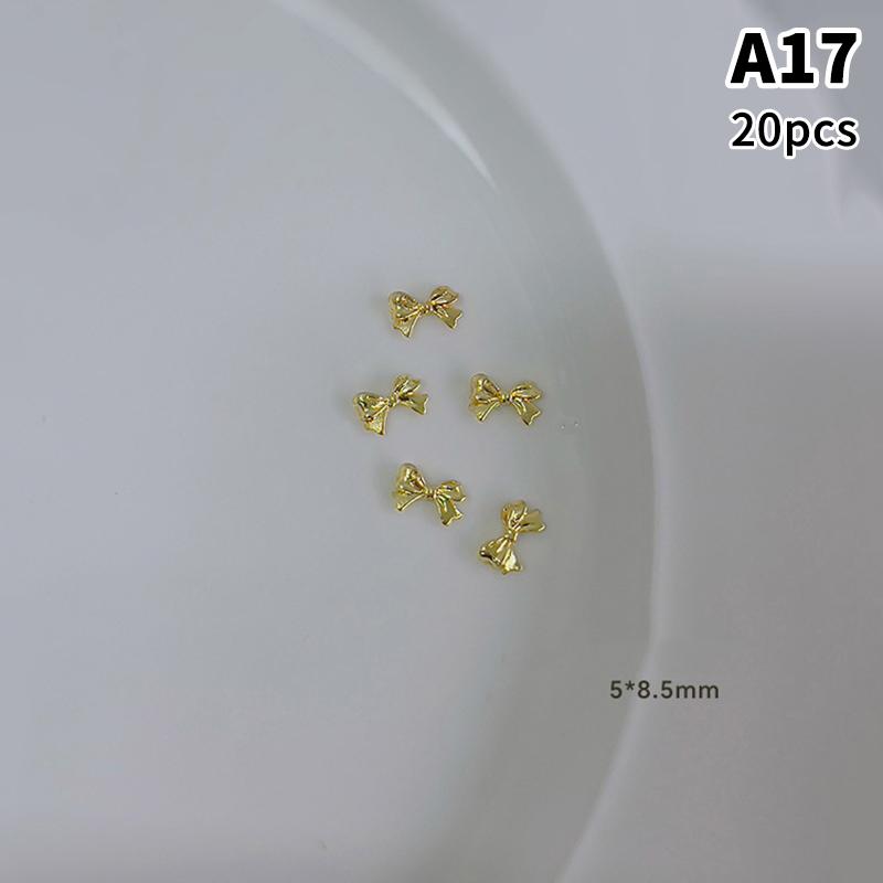 20 stuks Legering Lint Strik Nagel Charms Platte Achterkant Strikje Nagellak Decoraties Luxe Metaal Strikje Manicure