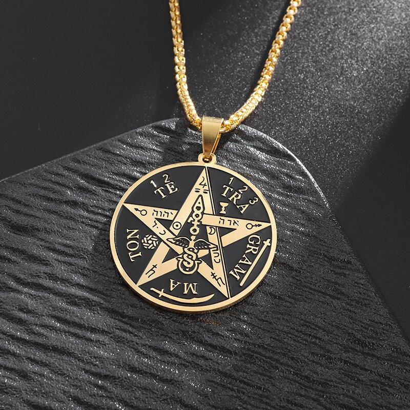 Stainless Steel Vintage Nordic Rune Compass Necklace Men Fashion Trend Amulet Nordic Jewelry