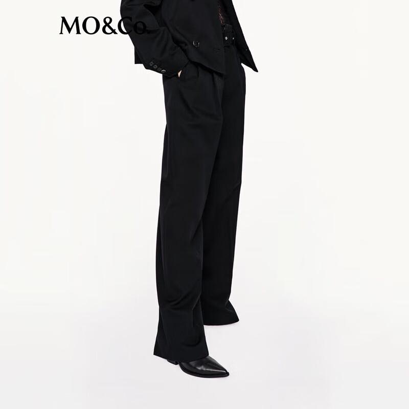 MO&Co. Women's High-Waist Wide-Leg Wool Trousers