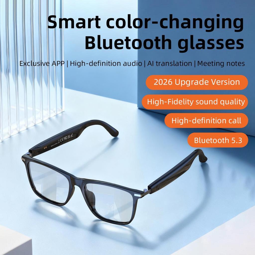 AI Translation Bluetooth Glasses GS20 with Photochromic Lenses for Driving & Music