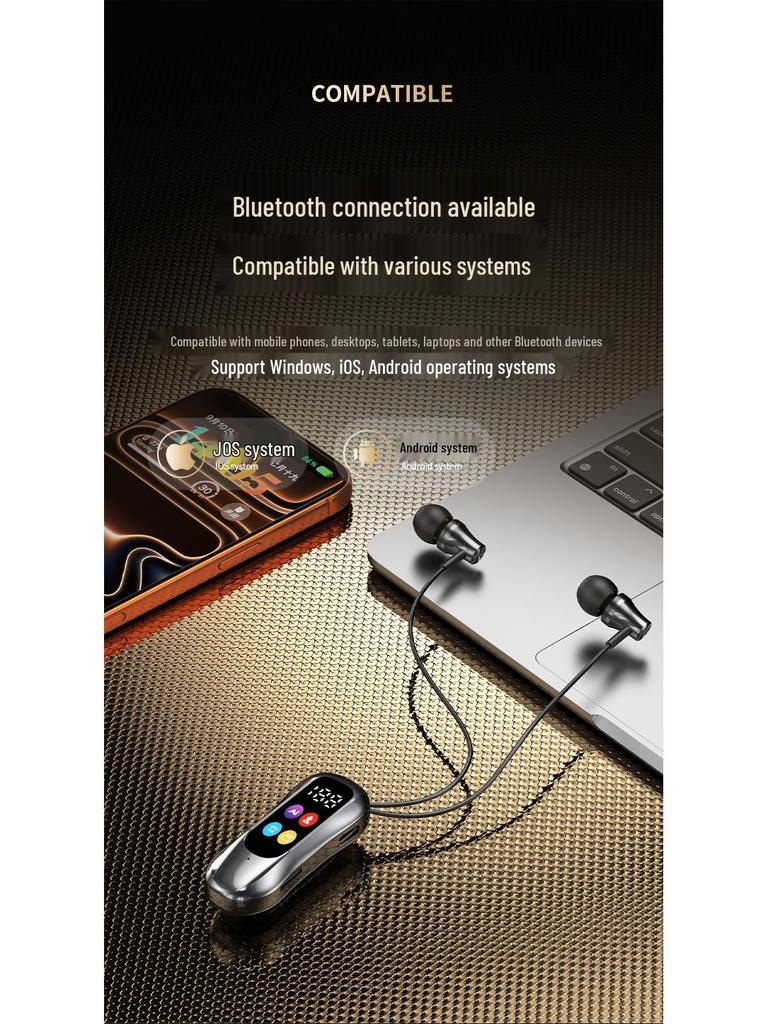 Clip-on Bluetooth Headset with Long Battery, Noise Reduction, Sports Card Insertion, In-Ear Gaming, Wireless
