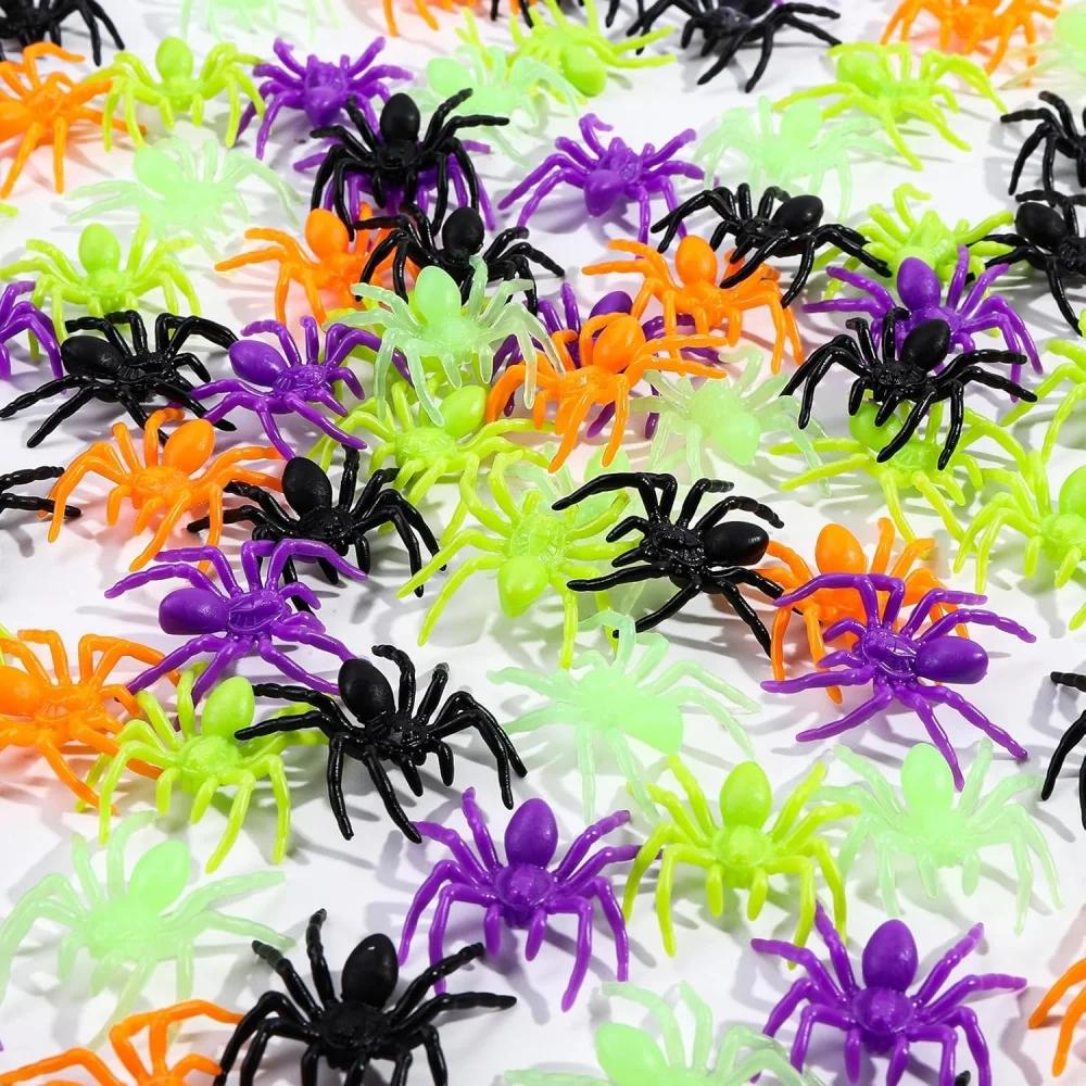 100Pcs Realistic Plastic Spiders - Fake Halloween Prank Props, Mini Creepy Crawlers For Decor & Photobooth Toys