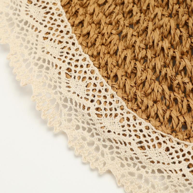 Lace bow straw hat women's sunshade sun hat seaside beach vacation hat summer big brim sun hat