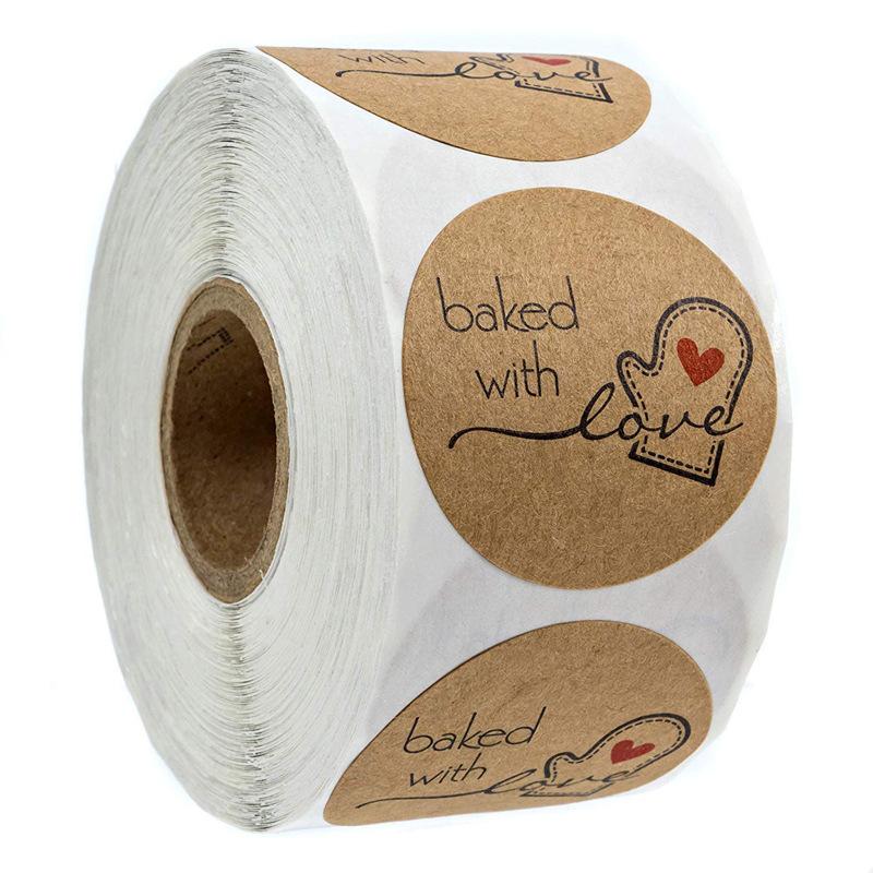 500pcs 1inch Kraft paper Thank You Stickers Seal Labels Small Business Supplies Handmade With Love Stickers Cute Stationery
