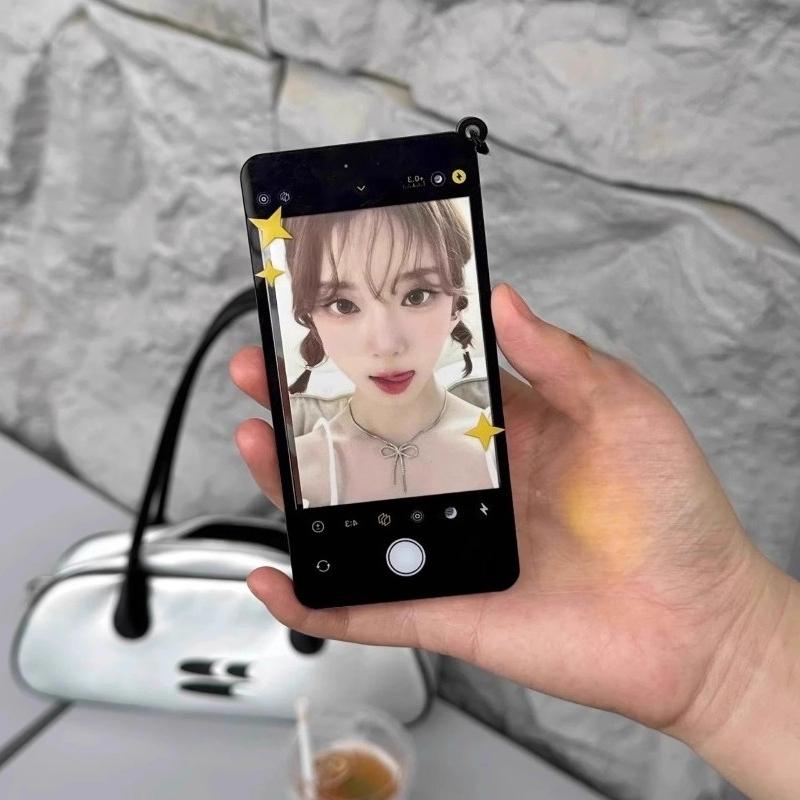 Mobile Phone Selfie Acrylic Photo Frame for 3 Inch Kpop Anime Card Holder INS Style Magnetic Protective Case with Star Pendent