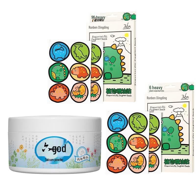 Liushen Talcum Powder & Dinosaur Mosquito Patch Bundle