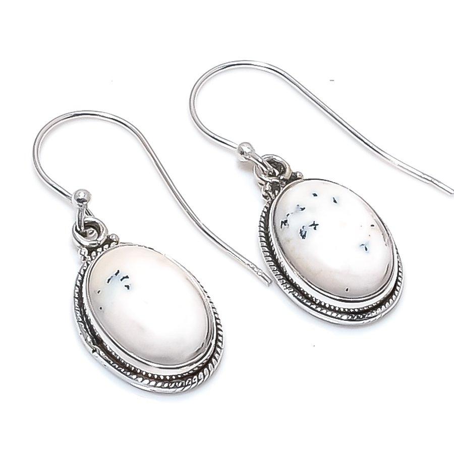 

Natural Dendrite Opal Gemstone 925 Solid Sterling Silver Gift Earring 1.25 r8K84