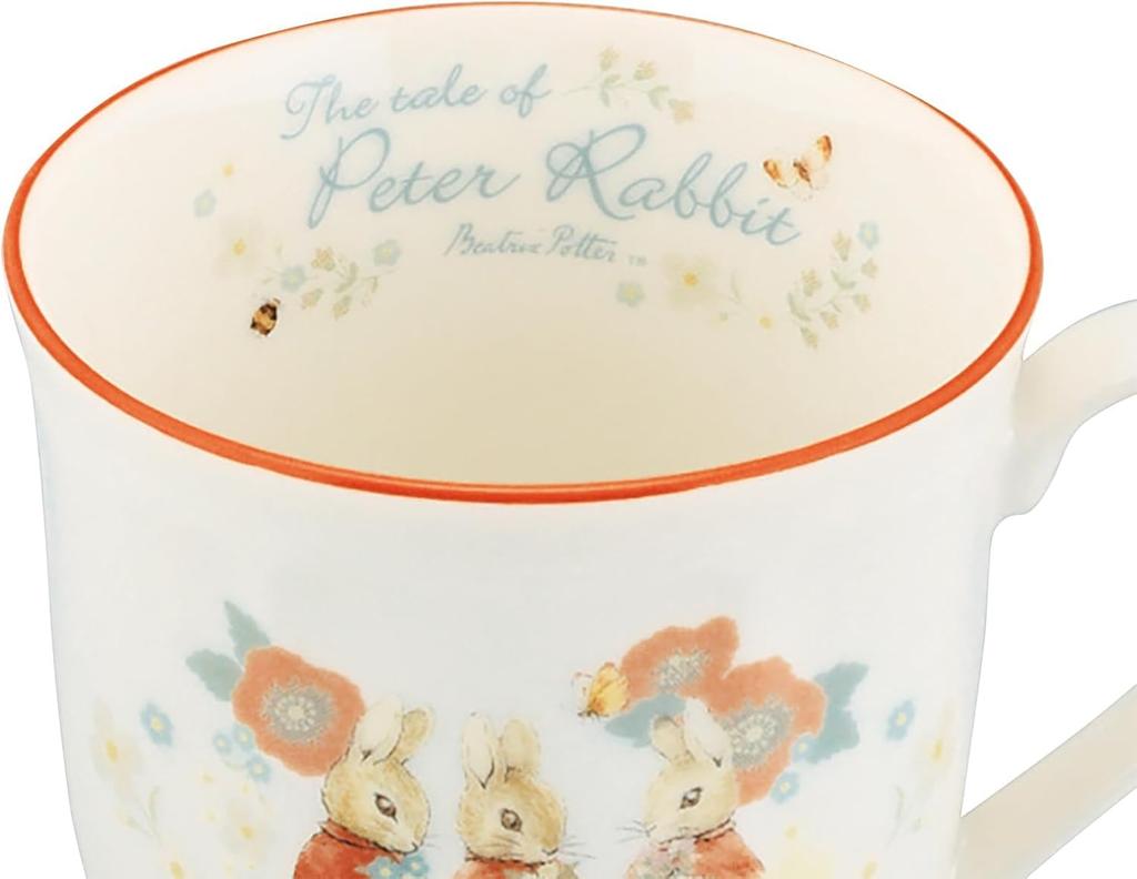 Yamaka Shoten Peter Rabbit Coffee 10x10cm Shabby Chic Flower Sisters Mug, 340ml, Approx. Diameter, Design, White, PR652-11