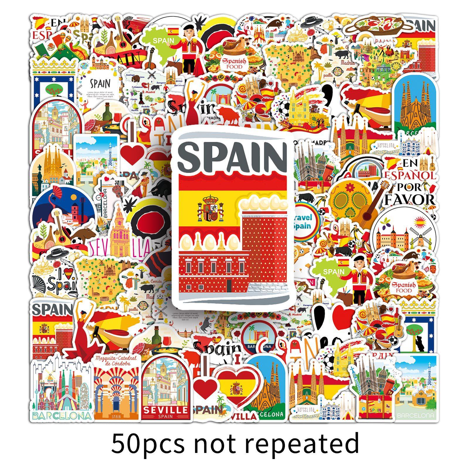 

50 Spanish Graffiti-Style Personalised Outdoor Travel Decorative Phone Cases and Luggage Stickers set of 50pcs