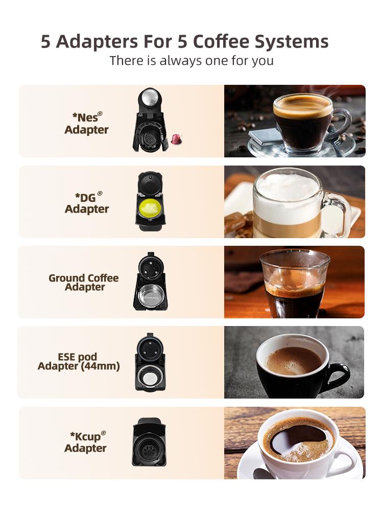 Mehrfach-Kapselkaffeemaschine, Heiß/Kalt Dolce Gusto Milch Nespresso Kapsel ESE Pad Gemahlener Kaffee Cafeteria 20 Bar 5 in 1