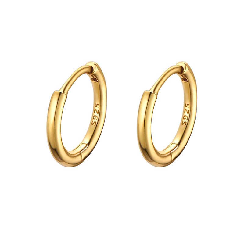 Glossy Hoop Earrings 925 Silver Gold Earrings Piercing Accessory Trendy Huggie Female Hoops For Men
